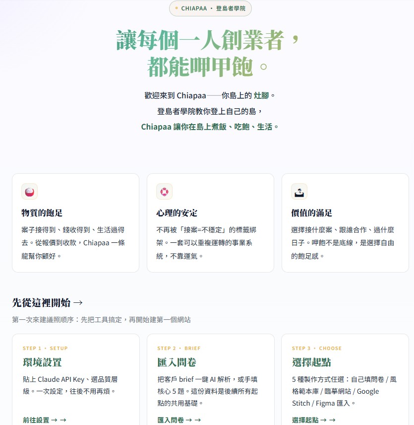Chiapaa 控制台畫面截圖
